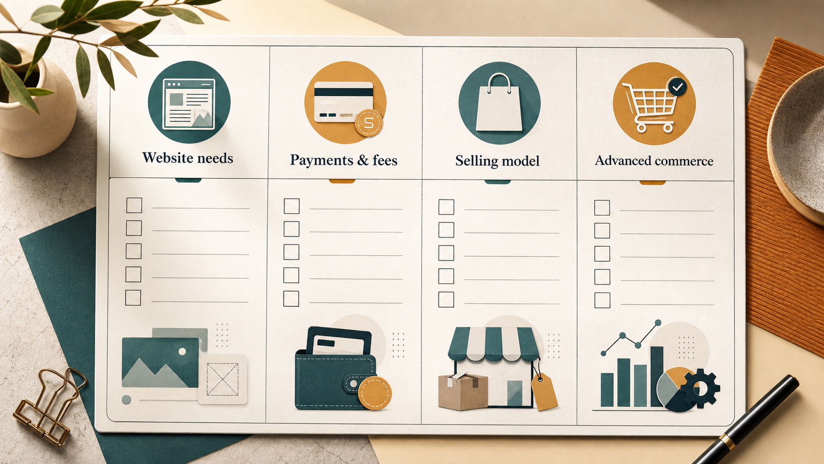 Editorial illustration for Squarespace Commerce Review for UK Creators and Small Online Stores